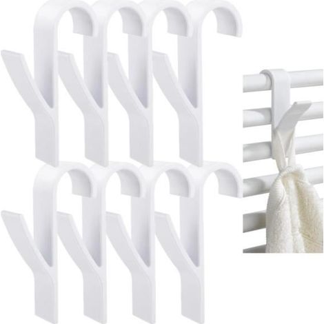 8 pièces Crochet Radiateur sèche serviette, Crochet, Seche Serviette Salle de Bain pour Radiateurs plastique Blanc, (1/4)