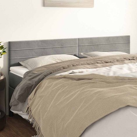 vidaXL Cabeceros terciopelo gris claro 180x5x78/88 cm (1/5)