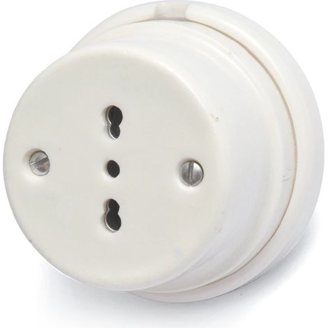 PORCELLANA PRESA BIPASSO 10/16A 2P+T - 10/16A 2P+T - ø mm.80x50h