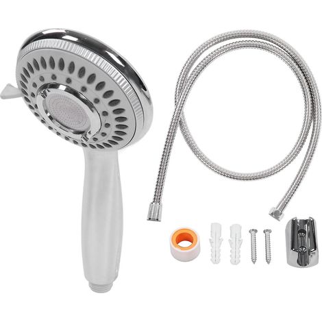 Pommeau de douche à main haute pression avec 4 réglages et débit important - Économie d'eau - Comprend un flexible en acier inoxydable de 1,5 m de diamètre G1/2. (1/5)