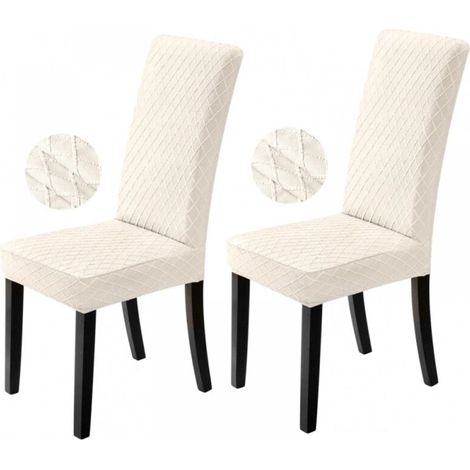 Housses de chaise extensibles,lavables et amovibles, adaptées aux restaurants, bureaux, hôtels, mariages (2 pièces, blanc) (1/5)