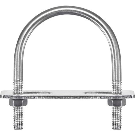 Round U-Bolts, 65mm(2.56") Internal Width 90mm Length M8 304 Stainless Steel U Clamp Bolt with Nuts Washers and Plates, for Boat Trailer (1/5)