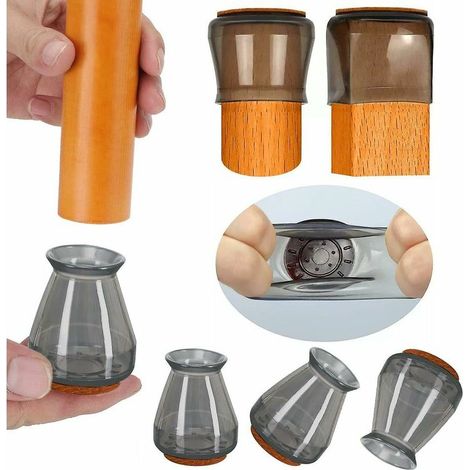 Protecteurs de sol en silicone pour pieds de chaise avec feutre, embouts de pieds de chaise, 16 pièces (taille petit : 0,5" - 1", noir) -