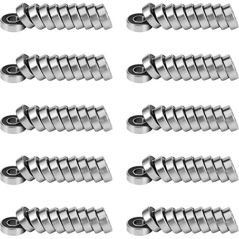 Adecuado para rodamientos de bolas de ranura profunda 698-2Rs, rodamientos de acero al carbono con doble sellado, 8 mm x 19 mm x 6 mm (100 piezas por paquete).