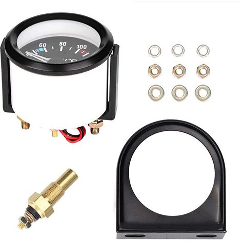 Manometre Temperature D'Eau,Compteur De Température De L'Eau,2 Pouces 52 Mm Universel Camion De Voiture Led Numérique Inrument De Jauge De Température De L'Eau Outil (1/5)
