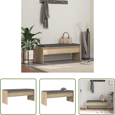 Holzbank - Flurbank mit Kissen Sonoma-Eiche 103 x 38 x 40 cm (1/5)