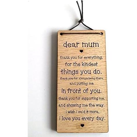 Dear Mum "Thank You For Everything" Plaque Inspirational Wooden Hanging Wall Art (1/3)