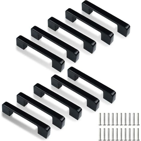 Maniglie per armadi, maniglie per mobili, maniglie per cucina, maniglie per cassetti, maniglie per bar, 10 maniglie in acciaio inox nero, 128 mm