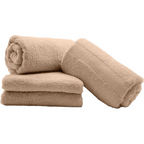 Lot de 4 Serviettes de toilette 70 x 130 cm Elegante noisette (1/3)