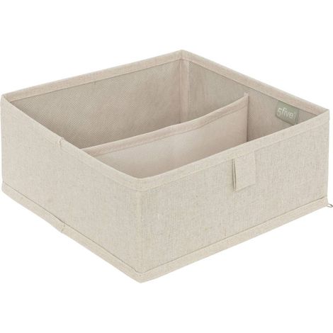 Cassetto portaoggetti groomy 2 scomparti beige 24x10,2cm - 5five (1/4)