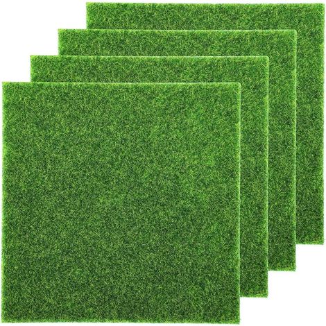 Lot de 4 Gazon Artificiel,15 X 15 cm Tapis de Pelouse Verte Artificielle,Gazon Synthétique Anti-Dérapant,pour la Décoration DIY Travaux Manuels,Jardin, Terrasse, Balcon (1/5)
