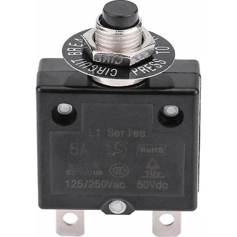 disjoncteur 20a Interrupteur Thermique De Rinitialisation En Option, 125-250v Ac 50v Dc Disjoncteur  Bouton-poussoir De Protection Contre Les Surc