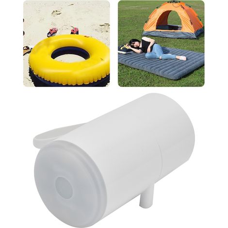 Mini pompe à air, pompe à air LED, USB, double usage pour la maison et le camping, avec lumière, pour gonfler les matelas gonflables, les bouées et les sacs de rangement, blanche. (1/5)