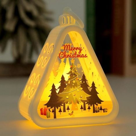 Christmas lantern, decorative Christmas lantern, flameless Christmas candle, vintage Christmas lantern with LED lights, for Christmas gifts and decorations (white Christmas tree) (1/5)