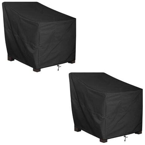 Gartenstuhlhusse UV-Schutz Outdoor-Stuhlhusse aus 210D Oxford-Gewebe 114 x 85 x 65 cm Schwarz (2 Artikel) (1/4)