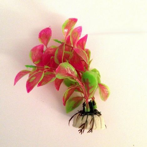 TrAdE Shop Traesio - Pianta 11 Cm Piantina Artificiale Per Acquario Piante Finte Plastica Verde Viola -