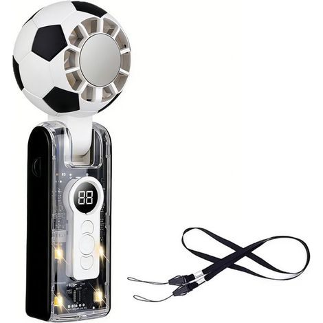 Tragbarer Ventilator in den Farben der Fußball-Weltmeisterschaft 2026, 3600 mAh Akku, ideal für Spieltage, wiederaufladbar über USB, perfektes Geschenk für Fußballfans, schwarz. (1/5)