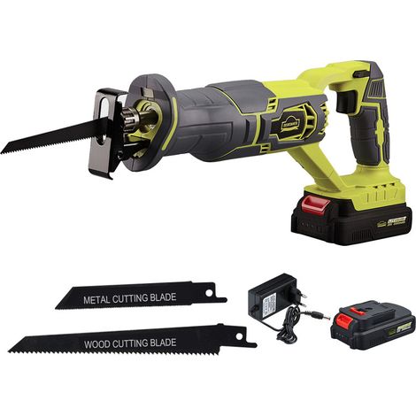 Dewinner – Scie sabre sans fil 20V avec batterie 2.0Ah – Moteur en cuivre 0-3000 tr/min – Changement de lame sans outil – Pour bois et métal