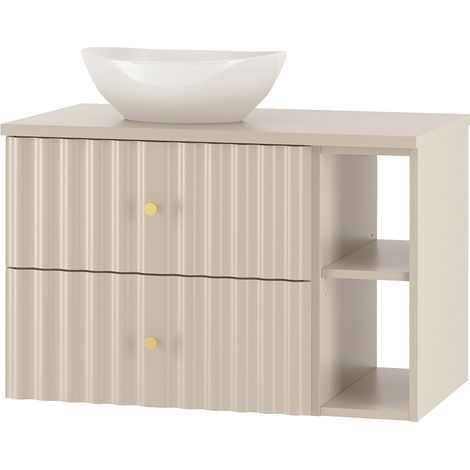 Waschtischunterschrank inkl. Waschbecken 80 cm breit in Beige AQUINO-140 (1/5)