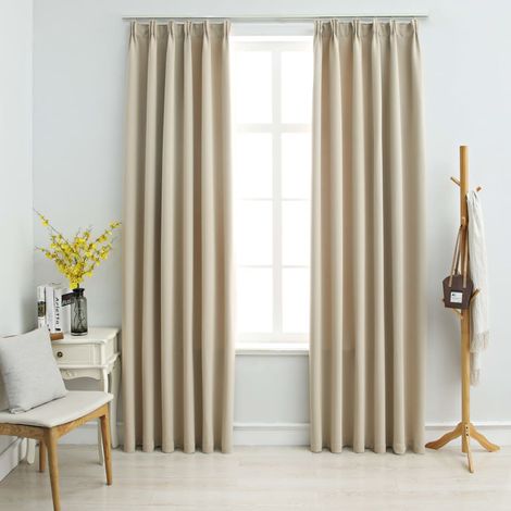 Cortinas opacas con ganchos 2 unidades beige 140x175 cm vidaXL