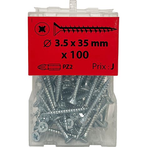 100 vis agglo 3,5x35mm fraisée Pz zingué Viswood (1/2)
