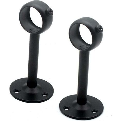 Adjustable Ceiling Bracket for Curtain Rods, Set of 2, Black, Curtain Rod Holders