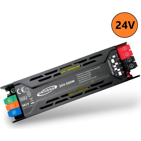 UNIVERSO RG-24V-200W ALIMENTATORE SWITCHING DIMMER CON REGOLAZIONE LUMINOSITA' DC 24V 8.33A 200W IP20 (1/4)