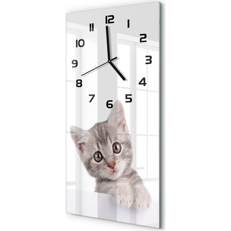 Horloge Murale Rectangulaire Verticale Fonctionne avec Pile AA 30x60 cm Chat gris 30x60 cm (1/5)