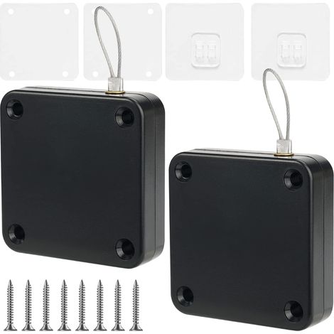2 Pack Accessoire de porte, Ferme-porte automatique avec câble, Installation sans perçage pour intérieur, Maison (1/5)