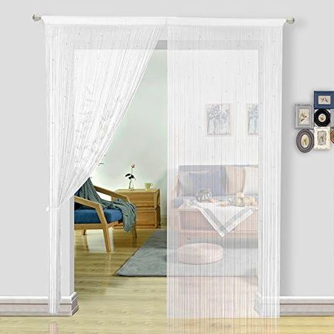 Rideau de Perles décoration d’intérieur, Polyester, Blanc, 244x229cm (1/5)