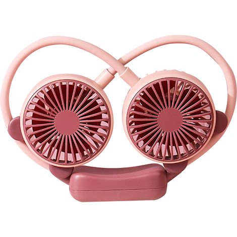 Ventilateur de cou portable rechargeable USB, ventilateur pendentif mains libres pour bureau et voyage, couleur violet taro. (1/5)