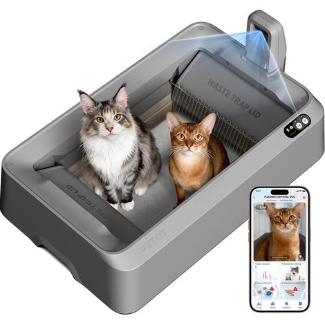 Self-Cleaning Cat Litter with AI Camera Open Space, App Control, Health Monitoring, Double Deodorisation, Two-Way Cleaning, Anti-Pinch (Grey) (1/5)
