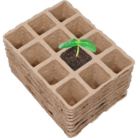 Set mit 12 Anzuchttöpfen, Anzuchtschale für Garten, Gemüsebeet und Gewächshaus, Saatschale (1/5)