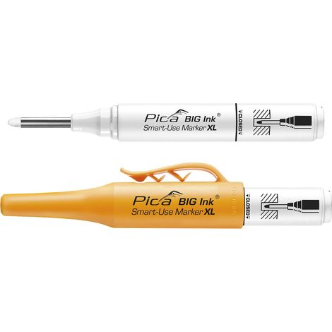 Marker PICA BIG INK blanc – Marquage fort et visible – Fonctionne sur toutes surfaces sèches – Grande réserve d'encre