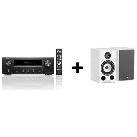 Pacchetto amplificatore e casse - Denon / Triangle - DRA-900H & BR03 - Amplificatore nero - Casse bianche - HiFi