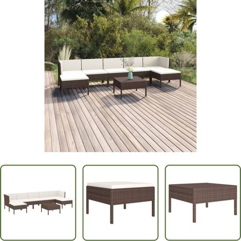 Gartenlounge - 8-tlg. Garten-Lounge-Set mit Auflagen Poly Rattan Braun (1/5)
