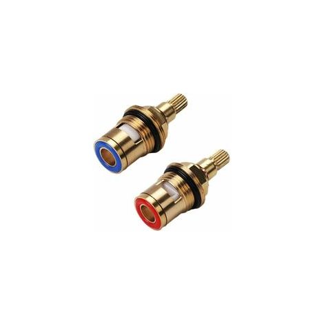 Tete A Disques Ceramique, Paire de cartouches cramique universelles de rechange pour robinet, 1/2\" Quart de tour 20 crans x 51mm (1/5)