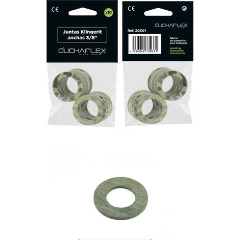 Pack 10 Juntas Planas Anchas de Fibra – 3/8" a 2" (DIN 2690)  Medidas  Accesorios Fontanería: 3/4''