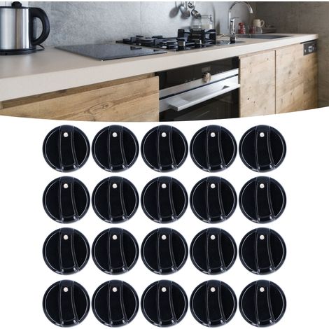 Lot de 20 boutons de commande universels en plastique épais de 8 mm pour plaques de cuisson, chauffe-eau, cuisinières à gaz, fours, fours à micro-ondes et interrupteurs d'allumage. Dimensions conforme (1/5)