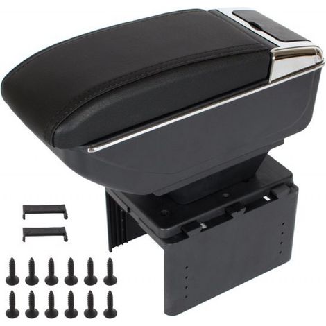 Accoudoir universel pour voiture - Noir - Kit de montage inclus - Surface douce - Positions multiples (1/2)