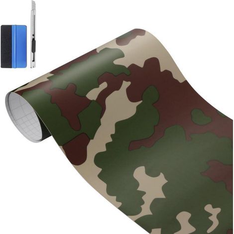 Camouflage Vinylfolie 30x150cm Grün, selbstklebend, dehnbar, wasserdicht (1/5)