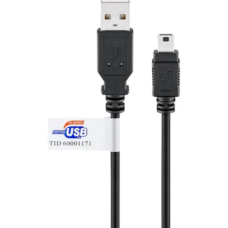 GOOBAY Câble USB 2.0 Hi-Speed A/miniB 93902 1,8m noir certifié