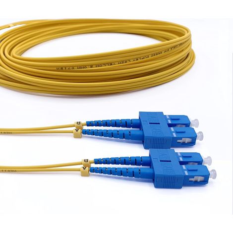 Elfcam® - Cable a Fibre Optique SC/UPC a SC/UPC Duplex Monomode, Jarretiere Optique 9/125um OS2 LSZH (3M)