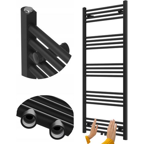 Radiateur Salle de Bain Échelle Granitan Raven 140x60cm Noir Chauffage 627W (1/5)