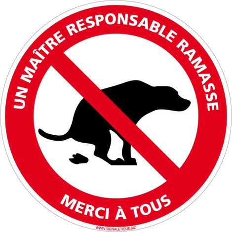 Signaletique.Biz France – Panneau d'interdiction déjection canine – Plastique PVC 1 mm – Diamètre 170 mm – Conforme norme ISO 7010 (1/5)