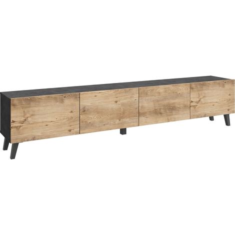 Meuble TV Levtive 101, Matera gris + Châtaigne, Le nombre de portes: 0, Nombre de tiroirs: 0, 190x40x32cm