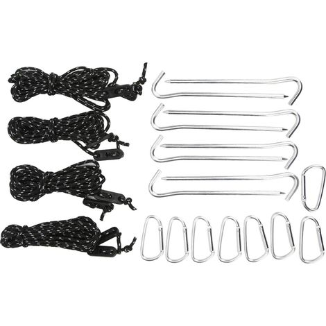Piquets de tente de camping avec cordes de 2 m et boucles en aluminium pour aventure en plein air (1/5)