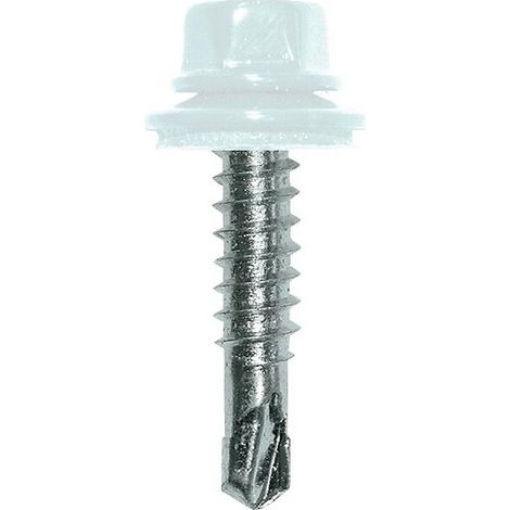 Vis de bardage acier cémenté tête h laquée fixation sur lisse métallique Colorvis 4 PI coloris gris 5,5x25 mm 100 pièces - ETANCO (1/2)