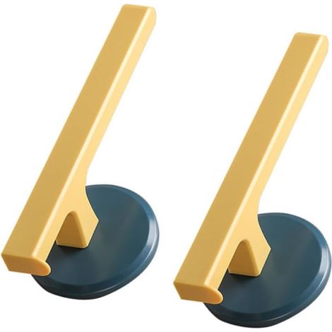 Lot de 2 Porte-Serviettes Muraux T en Abs et Acrylique Bleu, Support Mural sans Perçage pour Salle de Bain, Organisation Pratique et Gain de Place Assuré (1/5)