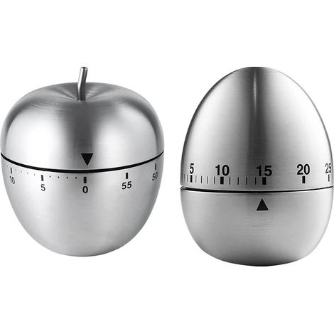 Küchentimer im Eier- oder Fruchtdesign, Edelstahl, geräuscharm (70 dB), wasserdicht, ideal für Meetings, Lernen und Schule (1/5)